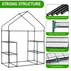 SEVOBAL Greenhouse Outdoor Durable PE Plant Green House For Frost Protection Shelf Clips Roll-up Zipper Door Walk-in For Planter, Green, 99"*37"*10" -Household Items GUEST 1ee36561 b514 46bc a1da 294f7b7439e8