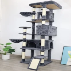 SEVOBAL Pet Tower 84-Inch Multi-Level With Spacious Condo, Hammock With Sisal Scratching Posts For Multiple Cats, Dark Gray, 24.41"*15.35"*20.47" -Household Items GUEST 1fefd9d3 1fdd 4ee1 ab92 1dfc3a08e036