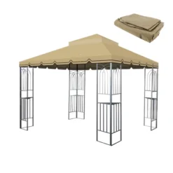 Sevobal Patio Umbrellas Patio Double Roof With Air Vent Gazebo Replacement Canopy Top Fabric For Lawn, Garden, Backyard, Beige, 118"*118"*26.78" -Household Items GUEST 214196b5 6655 47eb b2e3 60b7f95af88b