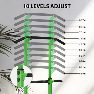 SEVOBAL Adjustable Pull Up Bar Dip Station 10 Height Settings 400LBS Capacity Multifunctional Home Gym Strength Exercise, Green, 29.13"*31.89"*82.68" 6 SEVOBAL Adjustable Pull Up Bar Dip Station 10 Height Settings 400LBS Capacity Multifunctional Home Gym Strength Exercise, Green, 29.13"*31.89"*82.68" - Image 4