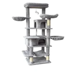 SEVOBAL Pet Tower 68-Inch Multi-Level With Plush Perches And Hammocks, Tall With Scratching Posts For Multiple Cats, Gray, 20.47"*12.6"*20.87" -Household Items GUEST 26d10eac 4a46 4b0d bf4a 8159b83adb67
