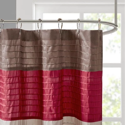SEVOBAL Shower Curtain Faux Silk With Pintucked Detailing And Colorblock Design For Stylish Bathroom Decor, Red, 72"*72"*0.13" 4 SEVOBAL Shower Curtain Faux Silk With Pintucked Detailing And Colorblock Design For Stylish Bathroom Decor, Red, 72"*72"*0.13" - Image 2