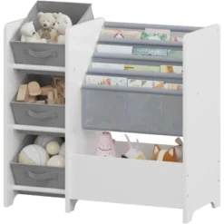 SEVOBAL Decorative Bookshelf Kids Bookshelf And Toy Storage Organizer, Book Shelf With 3 Collapsible Fabric Drawers, White, 25.59"*11.81"*26.62" -Household Items GUEST 29cfc9cf e1ee 4968 a872 e964680ee781