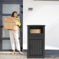 SEVOBAL Deck Boxes 48 Gallon Package Delivery Boxes, Lockable Outdoor Storage Box, Large Package Delivery Waterproof Deck Box, Black,