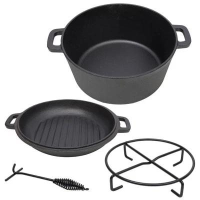 SEVOBAL Grill Cookware 3 In 1 Outdoor Oven With Skillet Lid For Versatile Campfire Cooking Use Area, Black, 12.5"*10.2"*6.2" 7 SEVOBAL Grill Cookware 3 In 1 Outdoor Oven With Skillet Lid For Versatile Campfire Cooking Use Area, Black, 12.5"*10.2"*6.2" - Image 5