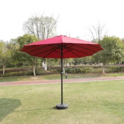 Sevobal Patio Umbrellas Large Double-Sided Rectangular Outdoor Twin Patio Market Umbrella With Light And Base, Red, 180"*180"*80.4" -Household Items GUEST 2c2f4893 57db 493b 941f aeee3cf368dd