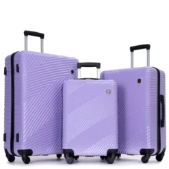 SEVOBAL Luggage 3 Piece PC, ABS Set With Spinner Wheels, Travel Hooks Durable Hardshell Metallic Textured For Travel, Purple, 20.28"*12.2"*30.12" -Household Items GUEST 2c831c8f 16ec 4441 8fc7 1d1fe8c257a8