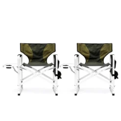 Sevobal Outdoor Portable Chairs 2PCS Padded Folding Chair Set With Side Table And Storage Pockets For Patio Garden Deck, Green, 34.83"*18.9"*31.5" -Household Items GUEST 2d36e866 1471 4f96 9445 7e391324ee2d