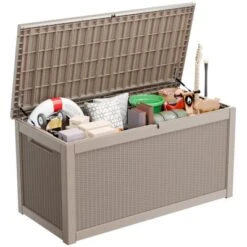SEVOBAL Deck Boxes 260 Gal Outdoor Storage Deck Box, All-Weather Resistant Patio Deck Storage Box Container, Brown, 67.72"*32.20"*33.66" -Household Items GUEST 2d3fa657 0b1e 48bc 98f0 a4f18e7b133e
