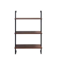 SEVOBAL Utility Storage Shelves Bookshelf Multi-Tier Wall-Mounted Shelving Unit, Space-Saving For Living Room, Brown, 46.85"*15.34"*8.07"
