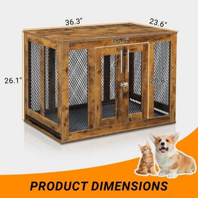 SEVOBAL Pet Crates And Houses Rustic Chic Pet Crate And Side Table, Multi-Functional Furniture For Dogs And Cats In Bedroom, Brown, 40.4"*26.9"*7.3" 4 SEVOBAL Pet Crates And Houses Rustic Chic Pet Crate And Side Table, Multi-Functional Furniture For Dogs And Cats In Bedroom, Brown, 40.4"*26.9"*7.3" - Image 2