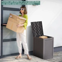 SEVOBAL Deck Boxes 48 Gallon Express Package Delivery Box, Large Outdoor Parcel Storage Lockable, Outdoor Package Storage, Gray, 21.65"*20.28"*30.51" -Household Items GUEST 3138f5b4 db98 4c8f 8008 365b7b7c5eab