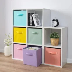 SEVOBAL 6pc Fabric Storage Cubes Organizer Duty Cube Storage Bin Clothes Storage Box Closet Baskets In Shelves Home, Multicolored, 10.34"*11.31"*3.9"
