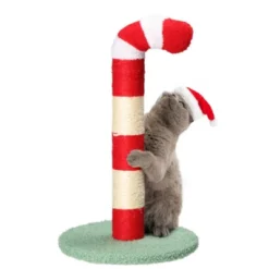 SEVOBAL Pet Scratcher Christmas Cat Scratching Post, Festive Candy Cane Cat Scratcher With Sisal Post And Plush Cover, Red, 11.8"*11.8"*20.5" -Household Items GUEST 322a421a efe3 490a a7ce 5573cd4bfbe8