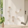 SEVOBAL Pet Tower Light Wall-Mounted Cat Climbing Set, 4-Piece Space-Saving Shelves With Scratching Posts For Indoor Cats, Beige, 13.7"*14.6"*9.5" -Household Items GUEST 34afbde3 faa0 42de a626 e481ec03b798
