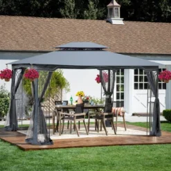 Sevobal Patio Umbrellas Outdoor Patio Gazebo Canopy Tent With Ventilated Double Roof For Lawn, Garden, Backyard And Deck, Gray, 165"*120"*108" -Household Items GUEST 351bddbe b252 43a9 99a4 adbee9273403