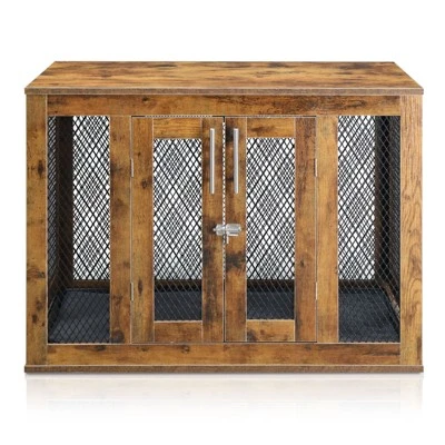 SEVOBAL Pet Crates And Houses Rustic Chic Pet Crate And Side Table, Multi-Functional Furniture For Dogs And Cats In Bedroom, Brown, 40.4"*26.9"*7.3" 7 SEVOBAL Pet Crates And Houses Rustic Chic Pet Crate And Side Table, Multi-Functional Furniture For Dogs And Cats In Bedroom, Brown, 40.4"*26.9"*7.3" - Image 5