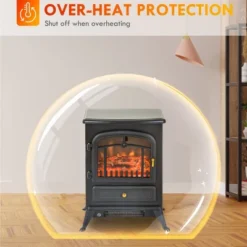 SEVOBAL Fireplace Insert Heater Mantel 3D Flame Fireplace Stove Bottom Air Outlet Fire Place Panoramic Fire Place Heater, Black, 17.7"*13.2"*22.2" -Household Items GUEST 35b8de7a cdb4 41ec 9ee2 cd763448b1e8