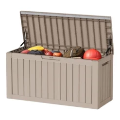 SEVOBAL Deck Boxes 80 Gal Outside Storage Box Container For Storage Patio Furniture, Garden Tools, Brown, 46.26"*18.7"*23.23" -Household Items GUEST 3604ff58 45fd 43e6 8ea0 0f8750b7ea99
