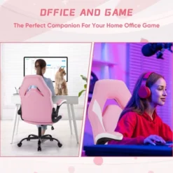 SEVOBAL Task And Office Chairs Computer Chair Adjustable Gaming Chair With Lumbar Support, Rocking Function For Home Office, Pink, 25.3"*27.7"*45.6" -Household Items GUEST 36d27a13 09c9 4e51 b364 6900cc02234a