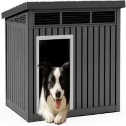 SEVOBAL Pet Crates And Houses All-Weather Dog House With Removable Floor, Indoor Outdoor Use, Medium To Large Dogs, Black, 32.2"*25.12"*24.13" -Household Items GUEST 3781db54 ab51 4b76 9ea3 9d1a5452eaf2