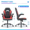 SEVOBAL Task And Office Chairs Computer Chair Adjustable Gaming Chair With Lumbar Support, Rocking Function For Home Office, Red, 25.3"*27.7"*45.6"
