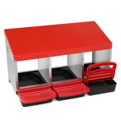 SEVOBAL Pet Crates And Houses 3 Houses Dual Chamber Poultry Nesting Box For Hens And Ducks, Secure Egg Laying Sanctuary, Red, 33.86"*14.96"*6.89" -Household Items GUEST 394bb694 6d42 4800 b70a bfc9b9593d3a