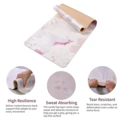 SEVOBAL Premium Non-Slip Yoga Mat Extra Thick Exercise Mat Dual Texture Design For Superior Grip Comfort, Pink Flower, 72.1"*24"*0.2" -Household Items GUEST 3b4eb09c 226a 42ec bee8 d3bf2d791f1d