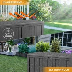 SEVOBAL Deck Boxes 120 Gal Outdoor Storage Deck Box, Small Patio Storage Bin For Garden Tools, Black, 54.25"*26.5"*24.2" -Household Items GUEST 3d392bc3 dc6d 478f 81b2 41a5ad9584c5