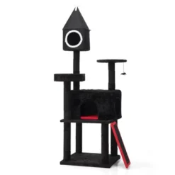 Sevobal Pet Tower, Gothic Cat Tree Tower With Scratching Posts And Caves, Multi-Level Activity Center For Indoor Cats, Black, 27.4"*19.1"*64.2" -Household Items GUEST 3dc70338 2bb4 4c91 9342 39338cda5e00