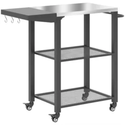 SEVOBAL Outdoor Grills, Griddles And Smokers Premium Stainless Steel Grill Cart With Foldable Side Table Cooking Station, Gray, 37.4"*27.6"*19.7"