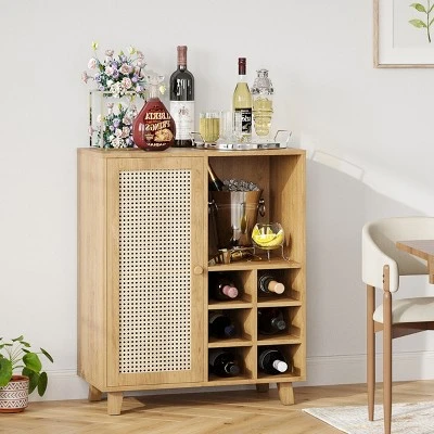 SEVOBAL 47" Sideboard Cabinet Storage Bar Cabinet With Rose Racks Buffet Cabinet For Home Living Room Kitchen Entryway, Beige, 15"*27.5"*33.8" 7 SEVOBAL 47" Sideboard Cabinet Storage Bar Cabinet With Rose Racks Buffet Cabinet For Home Living Room Kitchen Entryway, Beige, 15"*27.5"*33.8" - Image 5