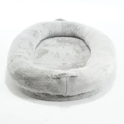 SEVOBAL Pet Bed Human Size Memory Foam Dog Bed With Storage Pocket Plush Cover Non Slip Bottom Large Size, Light Gray, 35.43"*18.11"*14.96"
