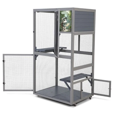 SEVOBAL 35" Catio Outdoor Cat Enclosure Cat Patio Enclosure With 2 Platforms Cat Condo Outdoor Wooden Movable Cats Cage With 4 Wheels Outdoor 5 SEVOBAL 35" Catio Outdoor Cat Enclosure Cat Patio Enclosure With 2 Platforms Cat Condo Outdoor Wooden Movable Cats Cage With 4 Wheels Outdoor - Image 3