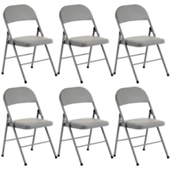 Sevobal Outdoor Portable Chairs 6PCS Foldable Soft Cushion Chair Set With PVC Seat For Living Room And Reception, Gray, 15.75"*17.72"*30.71" -Household Items GUEST 3f40edf2 904b 4dff a15f 9382f084a3e3