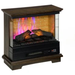 SEVOBAL Fireplace Insert Heater Mantel 3D Flame Quartz Fireplace Stove Bottom Air Outlet Fire Place Panoramic 3-Side View, Brown, 32"*15"*34" -Household Items GUEST 3f8aead9 766d 4811 a707 4bd8aa218887
