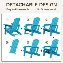 SEVOBAL Outdoor Portable Chairs Folding Adirondack Wooden Textured With Cup Holder Weather Resistant With Cup Holder, Blue, 29.6"*31.4"*36.4" -Household Items GUEST 3fea50ef 4656 40c2 9d56 b11162552813