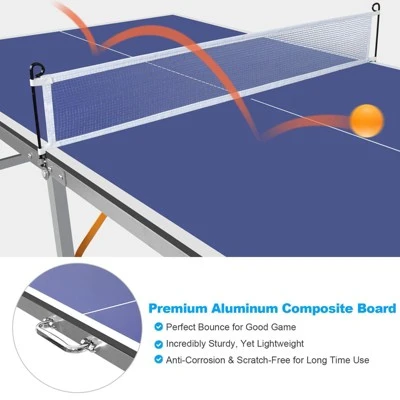 SEVOBAL Table Tennis Accessories 6ft Mid Size Ping Pong Table Foldable Portable Set For Indoor And Outdoor Games, Blue, 39.17"*39.17"*3.94" 6 SEVOBAL Table Tennis Accessories 6ft Mid Size Ping Pong Table Foldable Portable Set For Indoor And Outdoor Games, Blue, 39.17"*39.17"*3.94" - Image 4