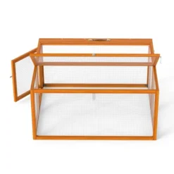 SEVOBAL Pet Crates And Houses Folding Rabbit Hutch Lockable Doors Ground Stakes For Indoor And Outdoor Patio Garden Deck, Orange, 43.3"*37"*21.3" -Household Items GUEST 4083244d 1f89 4538 a865 4f8b530d0d17