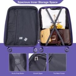 SEVOBAL Luggage 3 Piece Set Expandable Hardshell Suitcase With Double Spinner Wheels For Travel, Purple, 19.88"*12.2"*29.72" -Household Items GUEST 42b303f3 fa6e 4b78 adb1 f4b842315e3d