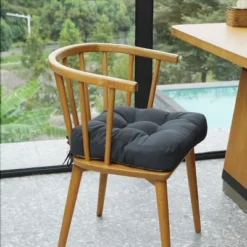 SEVOBAL 2Pack Square Seat Cushions With Premium Soft Cotton Filling, Non-Slip Bottom Durable Chair Pads For Dining Room, Dark Gray, 17.8"*17.8"*2.8"