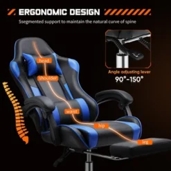 SEVOBAL Task And Office Chairs User Friendly Gaming Chair With Footrest And Adjustable Lumbar Support For Long Hours Of Play, Blue, 26.7"*25.3"*52.3" -Household Items GUEST 4449e213 aa2c 4741 817a 4e8a8e3064db