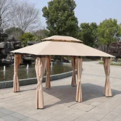 Sevobal Patio Umbrellas Outdoor Patio Gazebo Canopy Tent With Ventilated Double Roof And Mosquito Net, Brown, 157.48"*118"*108.66" -Household Items GUEST 44bdd7ca 1628 4fed aaf3 e1945cb0d273