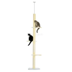 SEVOBAL 4 Tier Tall Cat Tower, Floor To Ceiling Cat Tree, Sisal Scratching Posts, Toy Ball For Indoor Cats, Yellow,(18.5"*13.5"*102.25") -Household Items GUEST 44c3914d efa6 4e08 bf11 2b5a8b436d07