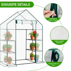 SEVOBAL Greenhouse Outdoor Durable PE Plant Green House For Frost Protection Shelf Clips Roll-up Zipper Door Walk-in For Planter, White, 99"*37"*10" -Household Items GUEST 4504c547 cd41 488a a833 d93e5e828d16