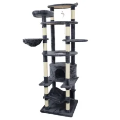 SEVOBAL Pet Tower Multi-Level With Spacious Condos, Scratching Posts, Sturdy For Multiple Cats With Perches, Toys, Dark Grey, 26.38"*26.38"*10.63" -Household Items GUEST 460f3517 d1e0 4511 8644 e7caedb372d5