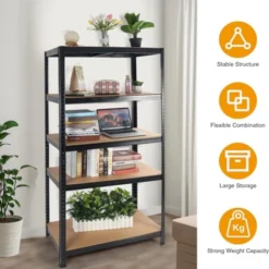 SEVOBAL Utility Storage Shelves Heavy Duty 5 Tier Adjustable Metal Shelving Unit For Garage, Living Room Office, Black, 71"*35.5"*15.8" -Household Items GUEST 4645d110 9d0c 4c5d 9a7c efaf1a5b1f0e