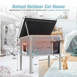 Sevobal Pet Crates And Houses, High Leg Warm Cat House With Weatherproof Roof, Durable Crate For Outdoor Or Indoor, Gray, 35.4"*21.6"*32.3" -Household Items GUEST 46a545f9 11ff 4b67 a621 d33b9b9a7b28