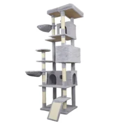 SEVOBAL Pet Tower 84-Inch Multi-Level With Spacious Condo, Hammock With Sisal Scratching Posts For Multiple Cats, Light Gray, 24.41"*15.35"*20.47" -Household Items GUEST 46d672af 1d1c 4eee b627 c91ead203aaf
