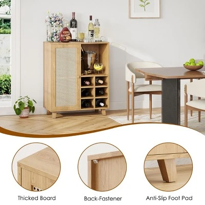 SEVOBAL 47" Sideboard Cabinet Storage Bar Cabinet With Rose Racks Buffet Cabinet For Home Living Room Kitchen Entryway, Beige, 15"*27.5"*33.8" 5 SEVOBAL 47" Sideboard Cabinet Storage Bar Cabinet With Rose Racks Buffet Cabinet For Home Living Room Kitchen Entryway, Beige, 15"*27.5"*33.8" - Image 3